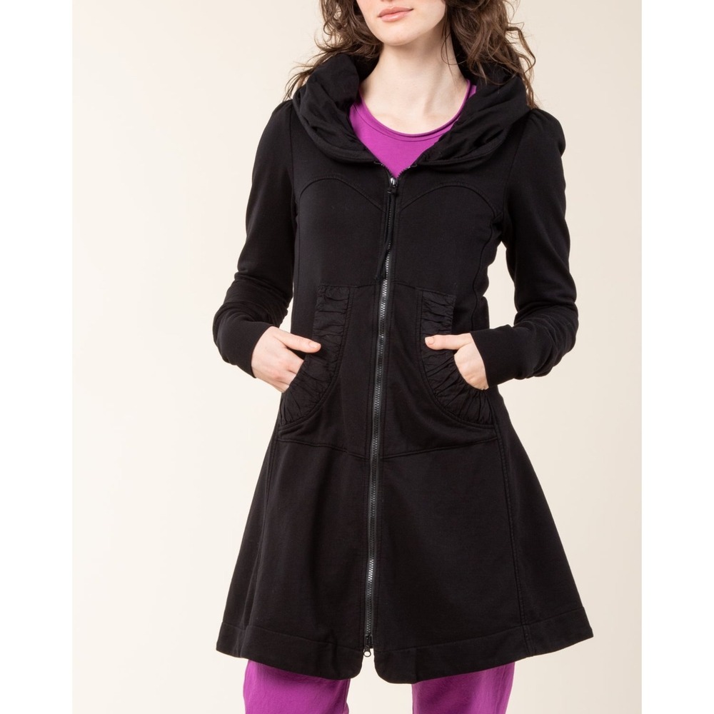 Prairie Underground Cloak Hoodie Black Organic Cotton Victorian Zip Up XS